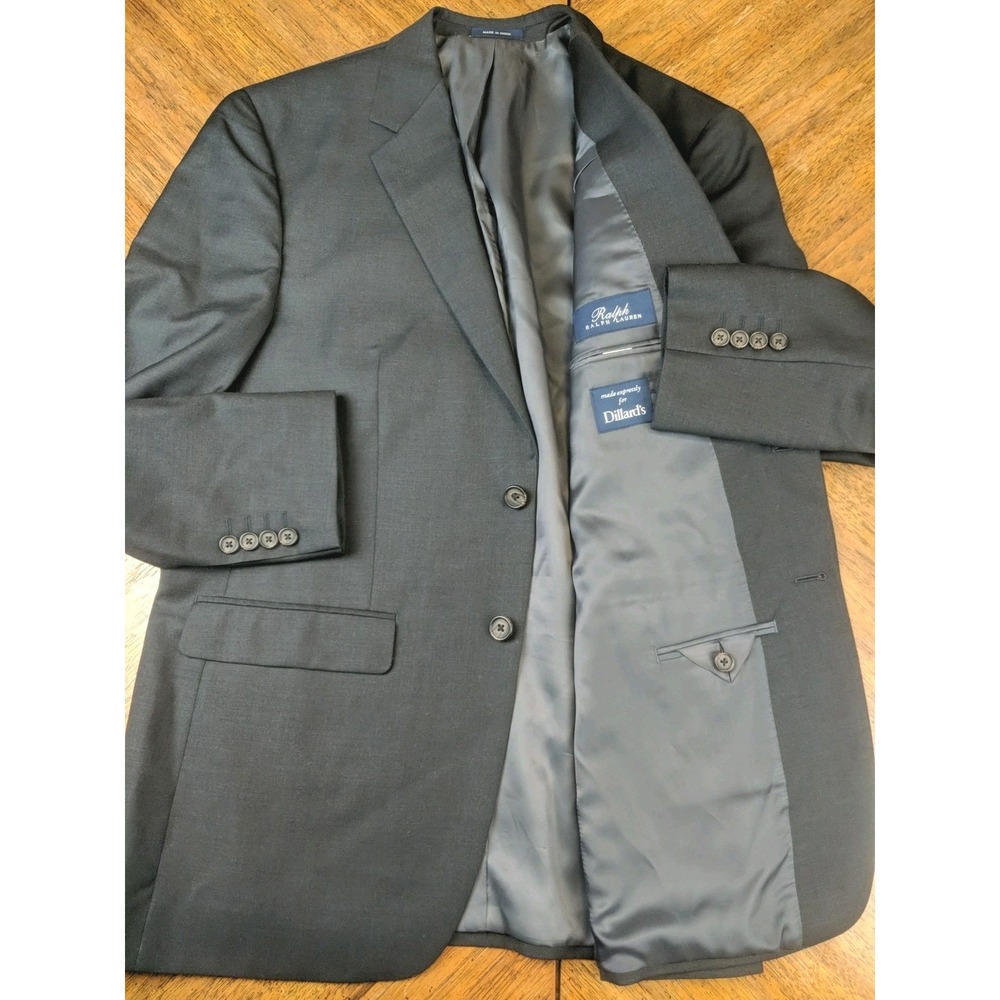 Ralph Lauren Suit Coat Mens 42R 100% Wool 2 Button Grey Fully Lined Double Vent